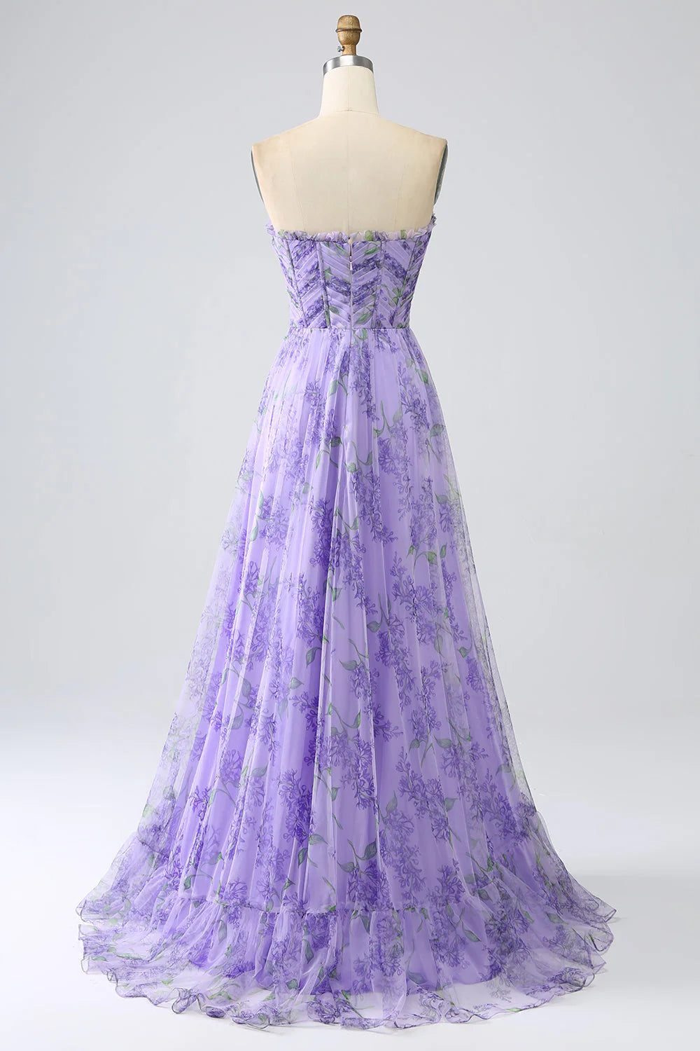 Vestido de fiesta estampado con hombros descubiertos y mangas extraíbles